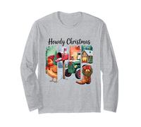 Howdy Christmas Rustic Holiday Country Scene Manga Larga