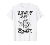 Howdy Conejo Vaquero de Pascua Western Vintage Country Rabbit Camiseta