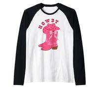 Howdy Cowboy Hat Let's Go Girls Western Rodeo Cowgirls Camiseta Manga Raglan