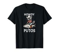 Howdy Cowboy Raccoon Riding Fish Funny Western Humor Apparel Camiseta