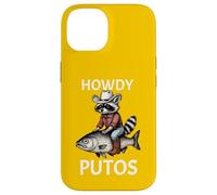 Howdy Cowboy Raccoon Riding Fish Funny Western Humor Apparel Carcasa para iPhone 14