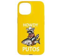 Howdy Cowboy Raccoon Riding Fish Funny Western Humor Apparel Carcasa para iPhone 15