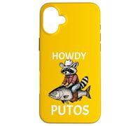 Howdy Cowboy Raccoon Riding Fish Funny Western Humor Apparel Carcasa para iPhone 16 Plus
