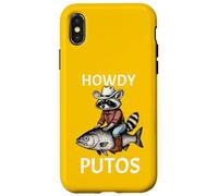 Howdy Cowboy Raccoon Riding Fish Funny Western Humor Apparel Carcasa para iPhone X/XS