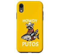 Howdy Cowboy Raccoon Riding Fish Funny Western Humor Apparel Carcasa para iPhone XR