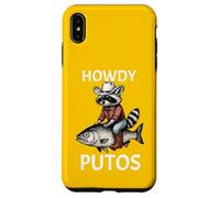 Howdy Cowboy Raccoon Riding Fish Funny Western Humor Apparel Carcasa para iPhone XS MAX