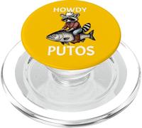 Howdy Cowboy Raccoon Riding Fish Funny Western Humor Apparel PopSockets PopGrip para MagSafe