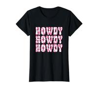 Howdy Cowgirl Vaca Impresión Sureña Chica Mujer Rodeo Oeste Camiseta gráfica económica, Mujer, Negro, L