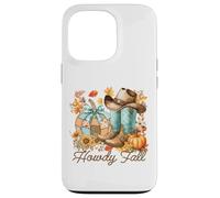 Howdy Fall Cowboy Boots Pumpkin Western Autumn Leaves Mujer Carcasa para iPhone 13 Pro
