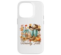Howdy Fall Cowboy Boots Pumpkin Western Autumn Leaves Mujer Carcasa para iPhone 14 Pro