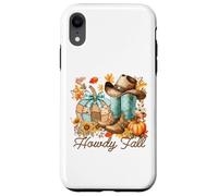 Howdy Fall Cowboy Boots Pumpkin Western Autumn Leaves Mujer Carcasa para iPhone XR