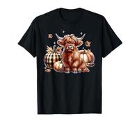 Howdy Fall Western Farm Country Highland Cow Autumn Pumpkin Camiseta