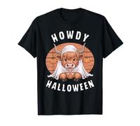 Howdy Halloween Funny Highland Cow Spooky Season Hombres Mujeres Camiseta