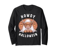 Howdy Halloween Funny Highland Cow Spooky Season Hombres Mujeres Manga Larga