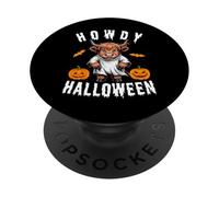 Howdy Halloween Funny Highland Cow Spooky Season Hombres Mujeres PopSockets PopGrip Adhesivo