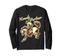 Howdy Partner Cowboy Rodeo Caballo Vintage Country Western Manga Larga