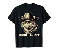 Howdy Partner Wolf Cowboy Cowgirl Wolves Camiseta