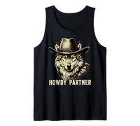 Howdy Partner Wolf Cowboy Cowgirl Wolves Camiseta sin Mangas