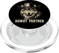 Howdy Partner Wolf Cowboy Cowgirl Wolves PopSockets PopGrip para MagSafe