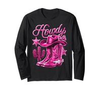 HOWDY PINK CUMPLEATRULT COWGIRL BOTA HAT GIRA RODEO WESTERN Manga Larga