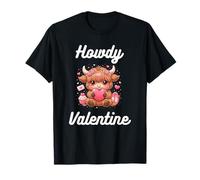 Howdy Valentine Cute Highland Cow Día de San Valentín Camiseta