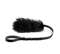 HOWGO Juguete de cuerda para perro, juguete elástico para perros 100% piel de oveja, juguete de tirón con olor a oveja para todas las razas (negro, largo sin bola)