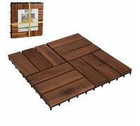 HowHomely Baldosas para terraza, balcones, azulejos de clic, azulejos de jardín, juego de 4 unidades, de madera de acacia, sistema de inserción, resistente