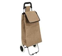 HowHomely Carro de la compra plegable con bolsa de transporte para mercado, compras, sostenible - Beige - Yute - Rígido - Acero aleado - Plástico - 30 cm x 36 cm x 95 cm