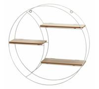 HowHomely Estantería colgante de pared, estantería redonda de metal blanco, estantería de pared de tablero de fibra de densidad media, estantería decorativa, moderna, salón, pasillo, dormitorio