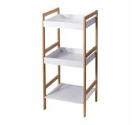 HowHomely Estantería de baño de bambú, estantería de 3 niveles, estantería de madera, organizador de baño, toallero, mueble de baño, compacto