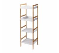 HowHomely Estantería de pie para baño, estantería de baño, estantería de bambú, 4 niveles, estantería de madera, organizador de baño, toallero, mueble de baño alto
