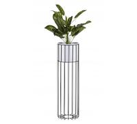 HowHomely HowHomely - Columna de flores redonda con maceta de metal, color negro y blanco, 70 x 20 x 20 cm