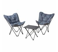 HowHomely Juego de 3 sillas plegables para camping, mesa plegable, juego de pícnic, jardín, juego de viaje, muebles de camping, ligero, portátil y compacto