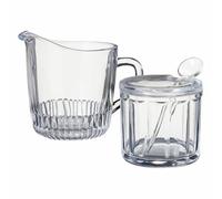 HowHomely Juego de azucarero, jarra de leche, cuchara, recipiente de azúcar, jarra de leche, juego de café, juego de servir, transparente, moderno, accesorios de café, cocina elegante