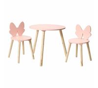 HowHomely Juego de muebles para niños, mesa y 2 sillas, diseño de mariposa, color rosa