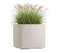 HowHomely Macetero blanco 40 x 40 x 40 cm, con ruedas, estructura de hormigón, moderna, para jardín, balcón, terraza