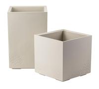 HowHomely Macetero con ruedas, juego de 2 maceteros con aspecto de hormigón, 40 x 40 x 40 cm y 40 x 40 x 60 cm, ideal para interior y exterior