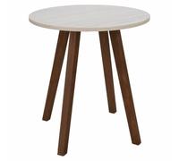 HowHomely Mesa auxiliar, mesa de café, redonda, aspecto de mármol, 35 x 35 x 38 cm, mesa pequeña con base de madera, diseño Skandi, mesa de salón, mesita de noche, moderna