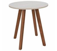 HowHomely Mesa auxiliar, mesa de café, redonda, aspecto de mármol, 40 x 40 x 43 cm, mesa pequeña con base de madera, diseño Skandi, mesa de salón, mesita de noche, moderna