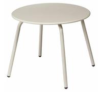 HowHomely Mesa auxiliar para sofá, mesa de centro de metal, 50 x 50 x 40 cm, color beige, redonda, pequeña, mesa de salón, moderna, diseño loft, estructura de acero, compacta
