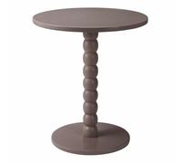 HowHomely Mesa auxiliar redonda beige 35 x 35 x 40 cm pequeña mesa diseño columna madera MDF mesa salón mesita de noche moderna estilo loft decorativo