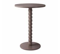 HowHomely Mesa auxiliar redonda beige 35 x 35 x 50 cm pequeña mesa diseño columna madera MDF mesa salón mesita de noche moderna estilo loft decorativo