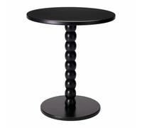 HowHomely Mesa auxiliar redonda negra 35 x 35 x 40 cm pequeña mesa diseño columna madera MDF mesa salón mesita de noche moderna estilo loft decorativo