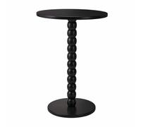HowHomely Mesa auxiliar redonda negra 35 x 35 x 50 cm pequeña mesa diseño columna madera MDF mesa salón mesita de noche moderna estilo loft decorativo