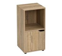HowHomely | Mesita auxiliar de noche, aparador, aspecto de madera, natural, con armario y estantería, compacto, salón, dormitorio, oficina, almacenamiento