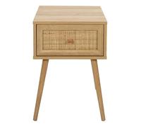 HowHomely Mesita de Noche Boho 39 x 39 x 55 cm - Mesita de Noche con Frente de ratán, Mesa Auxiliar escandinava, Aspecto de Madera, decoración Moderna