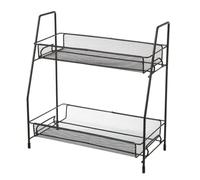 HowHomely | Organizador de metal de 2 niveles, estantería de cocina, estantería de baño, oficina, estante para especias, estante para cosméticos, color negro, ahorra espacio, moderno