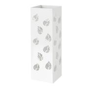 HowHomely | Paragüero de metal blanco, soporte para paraguas, pasillo, soporte para paraguas, almacenamiento moderno, diseño de hojas, compacto, 49 cm