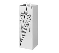 HowHomely | Paragüero de metal blanco, soporte para sombrilla pasillo, rectangular, moderno, resistente a la humedad, 49 cm