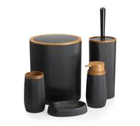 HowHomely Set de Cepillo de baño Negro para el Cuarto de baño, dispensador de jabón, jabonera, jabonera, Cubo de Basura de baño, Cepillo de baño y Vaso para cepillos de Dientes, jabonera, Accesorios